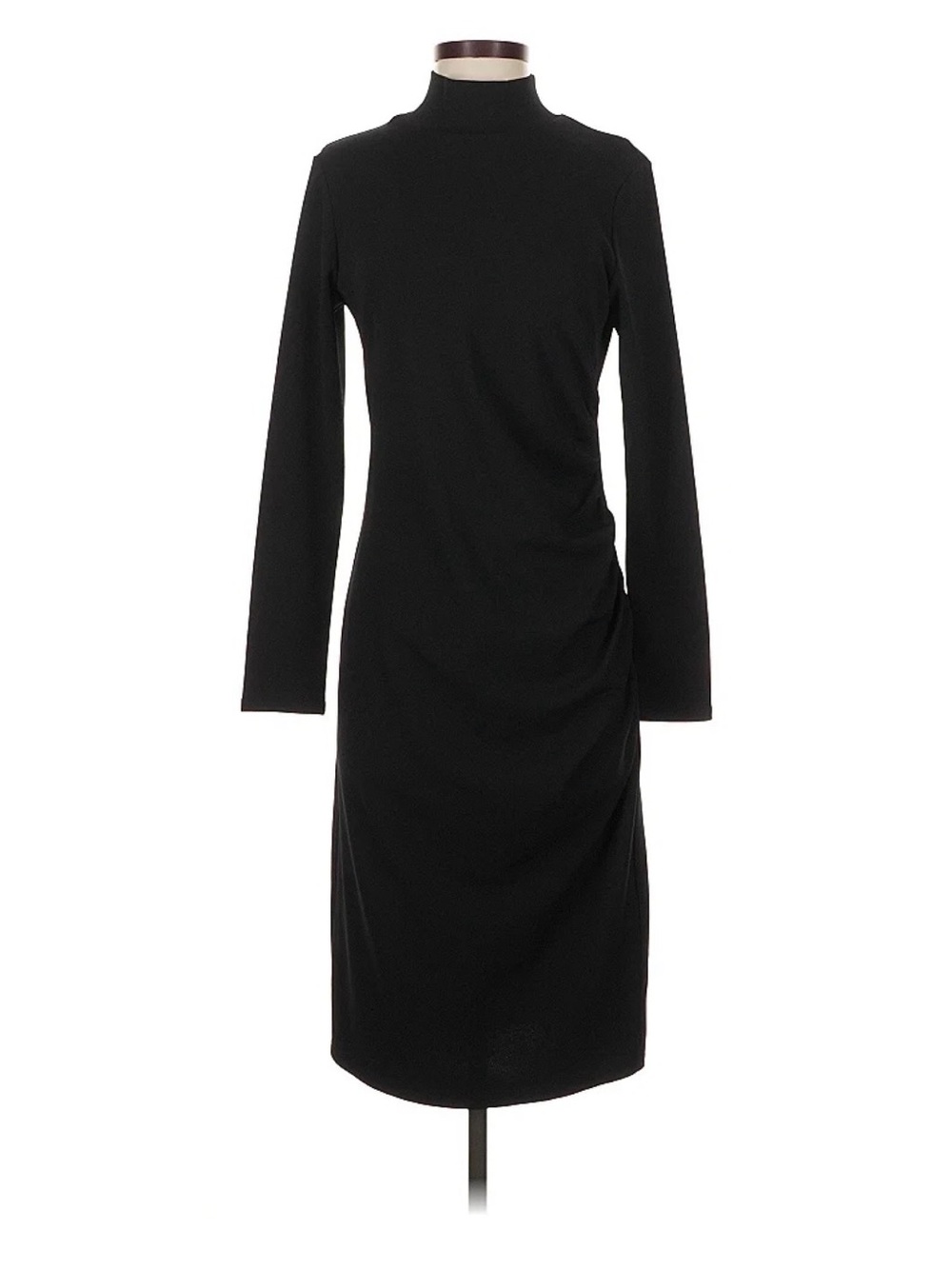 Chelsea28 Black Long-Sleeve Ruched Midi Dress